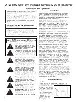 Предварительный просмотр 2 страницы Audio Technica ATW-R92 Installation & Operation Manual