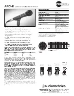 Предварительный просмотр 1 страницы Audio Technica PRO 41 Specifications