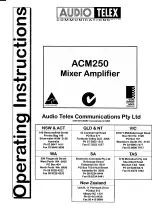 Предварительный просмотр 2 страницы AUDIO TELEX ACM250 Operation Manual