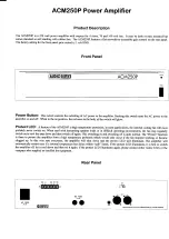 Предварительный просмотр 3 страницы AUDIO TELEX ACM250P Service Information