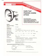 Preview for 1 page of AUDIO TELEX ATX30 Datasheet