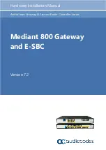 Предварительный просмотр 1 страницы AudioCodes Mediant 800B Hardware Installation Manual