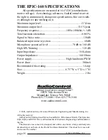 Preview for 16 page of AudioControl EPIC-160 Owner'S Manual