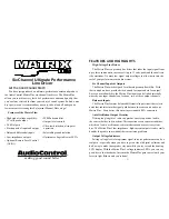 Preview for 1 page of AudioControl Matrix Plus Enjoyment Manual