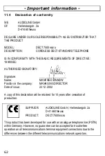 Preview for 62 page of AUDIOLINE DECT 7500micro Operating Instructions Manual