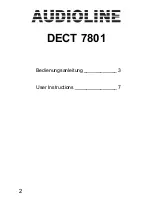 Предварительный просмотр 2 страницы AUDIOLINE DECT7800 Operating Instructions Manual