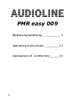 Предварительный просмотр 2 страницы AUDIOLINE PMR easy 009 Operating Instructions Manual