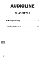 Предварительный просмотр 2 страницы AUDIOLINE SHADOW 50X Operating Instructions Manual