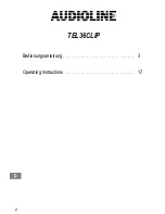 Preview for 2 page of AUDIOLINE TEL36CLIP Operating Instructions Manual