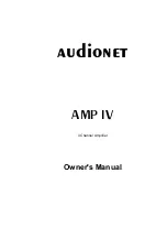 Предварительный просмотр 1 страницы Audionet AMP IV Owner'S Manual