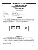 Audioplex AUDIO LEVELIZER Installation Manual preview