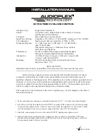 Preview for 1 page of Audioplex VC75 Installation Manual