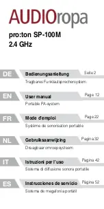 AUDIOropa pro:ton SP-100M User Manual preview