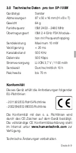 Предварительный просмотр 9 страницы AUDIOropa pro:ton SP-100M User Manual