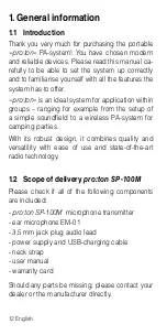 Предварительный просмотр 12 страницы AUDIOropa pro:ton SP-100M User Manual