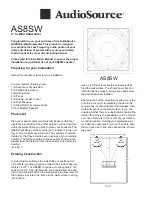 Preview for 1 page of AudioSource AS8SW Owner'S Manual