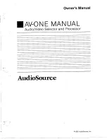 Preview for 1 page of AudioSource AV-ONE Owner'S Manual