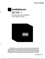 AudioSource MCSW 1 Owner'S Manual preview