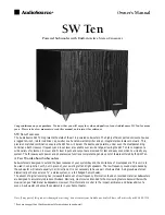 Preview for 1 page of AudioSource SW 10 Owner'S Manual