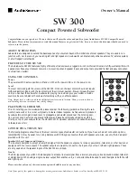 Preview for 1 page of AudioSource SW 300 Owner'S Manual