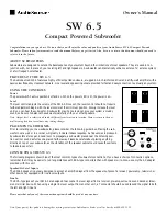 Preview for 1 page of AudioSource SW 6.5 Owner'S Manual