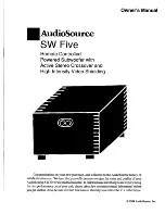 Preview for 1 page of AudioSource SW Five Owner'S Manual