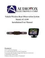 Preview for 1 page of Audiovox ACA240 Installation & User Manual