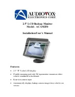 Audiovox ACAM250 Installation & User Manual предпросмотр