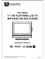 Preview for 1 page of Audiovox FPE1708DVS - 17" LCD TV Owner'S Manual