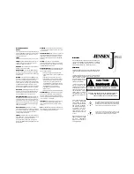 Preview for 4 page of Audiovox jensen JPS10 Owner'S Manual