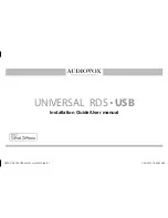 Preview for 1 page of Audiovox Universal RDS USB Installation Manual & User Manual