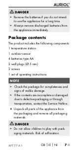 Preview for 11 page of Auriol AFT 77 A1 Operating Instructions Manual