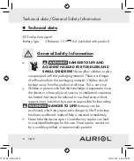 Preview for 8 page of Auriol Z30239A Operation And Safety Notes