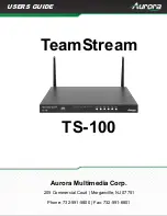 Preview for 112 page of Aurora TeamStream TS-100 User Manual