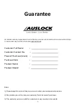 Preview for 12 page of Auslock H11B Only User Manual