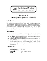 Предварительный просмотр 1 страницы AUSTRALIAN MONITOR AMIS MCS1 Introduction