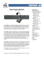 AUSTRALIAN MONITOR Digipage JR Specifications предпросмотр