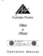 Preview for 1 page of AUSTRALIAN MONITOR PA Series Operation Manual