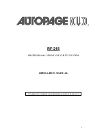 Preview for 1 page of Auto Page Professional Vehicle Security System RF-215 Operation Manual