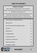 Preview for 2 page of Autojack iMIG200DP Safety And Operating Manual