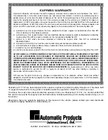 Preview for 2 page of Automatic Products SNACKSHOP 111 Series Instruction Manual