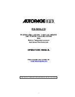 Предварительный просмотр 1 страницы Autopage RS-900LCD Operation Manual