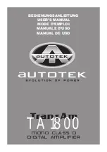 Autotek TransAm TA 1800 User Manual preview