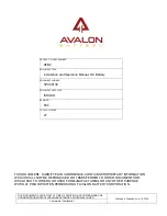 Avalon AFB2 Installation And Operation Manual предпросмотр