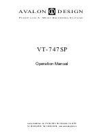 Preview for 2 page of Avalon VT-747SP Operation Manual