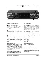 Preview for 17 page of Avalon VT-747SP Operation Manual