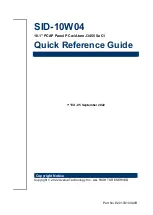 Предварительный просмотр 1 страницы Avalue Technology SID-10W04 Quick Reference Manual