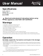 Preview for 2 page of Avantco Equipment 177W800 120 User Manual