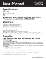 Preview for 2 page of Avantco Equipment S30 120 User Manual