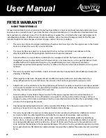 Preview for 22 page of Avantco FF300 User Manual